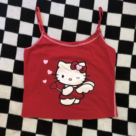 Hello Kitty Tank Top, Sanrio Clothes, Hello Kitty Shirt, Kitty Clothes, Hello Kitty Clothes, Pin Search, Cat Tanks, Cute Pjs, Hello Kitty Aesthetic