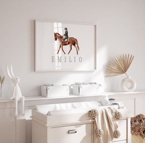 Nursery Horse Theme, Ralph Lauren Baby Room, Ralph Lauren Nursery, Kentucky Derby Decorations, Personalized Baby Frame, Horse Themed Bedrooms, Horse Nursery Decor, Royal Nursery, Horse Nursery