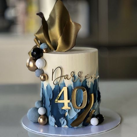 40th Birthday Decor For Men, Cake Designs Birthday For Men, 40th Birthday Cake For Men, Modern Birthday Cakes For Men, Men's Birthday Cake Ideas, Dark Blue Cake, 70th Birthday Cake For Men, Birthday Cake For Papa, 30th Birthday Cake For Women