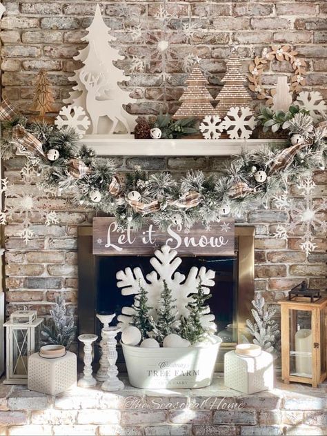 Diy Winter Decorations, Winter Decor Diy, Diy Winter Decor, Winter Decorating Ideas, Winter Decor Ideas, Cozy Christmas Decor, Winter Decorating, Neutral Christmas Decor, Christmas Mantle Decor