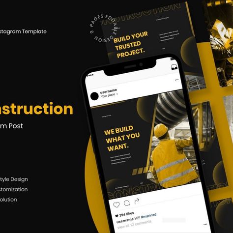 Construction Instagram Post Template Social Media Page Under Construction Instagram, Construction Marketing Ideas Social Media, Building Social Media Post, Construction Social Media Design, Construction Creative Post, Construction Instagram Post, Construction Social Media Posts, Construction Company Social Media Post, Construction Ads