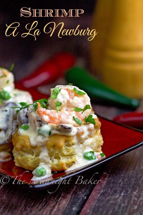 Seafood Vol Au Vent, Vol Au Vent Fillings, Seafood Newburg Recipe, Shrimp Newburg, Seafood Newburg, Seafood Entrees, Grilled Shrimp Recipes, Vol Au Vent, Shrimp Dishes