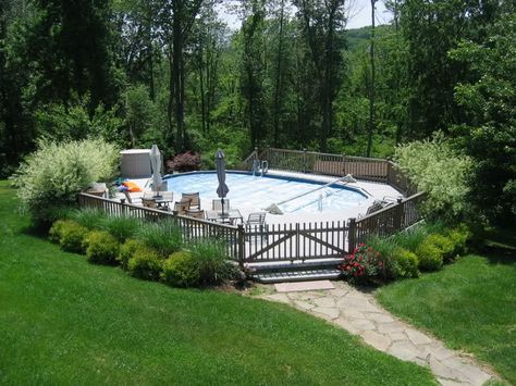 There are many situations where an inground pool just isn’t possible within a space; poor soil, high water table or simply building and zoning restrictions can put a stop to such plans.    However, if you have Awesome Pools, Semi Inground Pool, House Rehab, Pool Decking, Outdoor Ambiance, Backyard Creations, Semi Inground Pools, Above Ground Pools, Homes Ideas