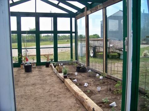 Any use for sliding glass doors? | TheEasyGarden.com Sliding Glass Door Greenhouse Diy, Greenhouse Made From Sliding Glass Doors, Sliding Glass Door Greenhouse, Repurpose Sliding Glass Doors, Patio Door Greenhouse, Exterior Staircase, Greenhouse Build, Repurposed Doors, Greenhouse Supplies