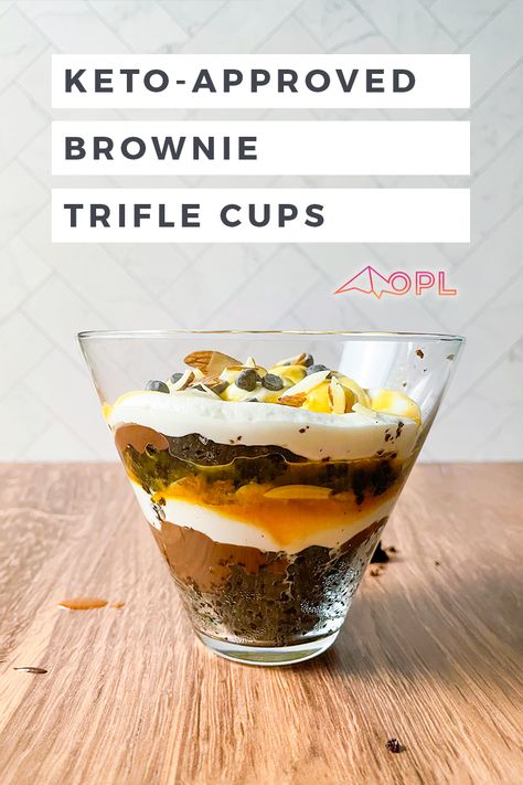 These Keto trifle cups are a decadent dessert that will impress even your non-keto family and friends. Wonderful taste & texture! #ketodessert #chocolate #diabeticfriendly Brownie Trifle Cups, Keto Trifle, Trifle Cups, Keto Whipped Cream, Brownie Trifle, Mini Dessert Cups, Chocolate Trifle, Paleo Life, Trifle Desserts