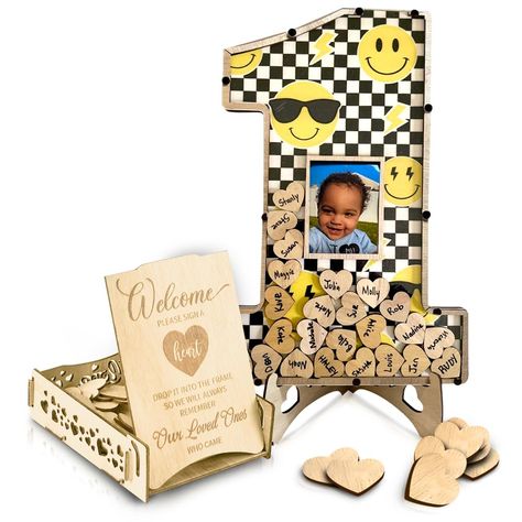 PRICES MAY VARY. One Happy Dude Memories: Create lasting memories with our one-of-a-kind number one-shaped frame, perfect for your little one's one cool dude 1st birthday decorations. Guests can sign and drop heart-shaped notes around the adorable photo, giving a groovy twist to the traditional guest book. Dude-tastic Centerpiece: Elevate your 1st birthday celebration with our frame, doubling as a rad centerpiece. Its eye-catching design grabs attention and sets the perfect tone for a joyous cel One Rad Dude Birthday, Photo Collage Ideas, Dude Birthday Party, One Happy Dude Birthday, Baby First Birthday Themes, One Happy Dude, Boys First Birthday Party Ideas, Baby Birthday Decorations, One Year Birthday