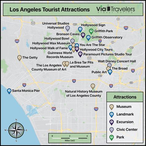 Map of Los Angeles Attractions La Tourist Attractions, Los Angeles Tourist Attractions, La Things To Do, Los Angeles Attractions, Walt Disney Concert Hall, Los Angeles Beaches, Los Angeles Travel, Hollywood Sign, Plan A Trip