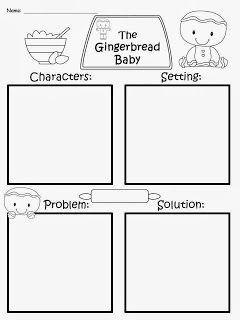 FREE:  The Gingerbread Baby Story Map: Elements Of A Story...based off of the story by Jan Brett. Character, Setting, Problem, Solution...Freebie For A Teacher From A Teacher :) fairytalesandfictionby2.blogspot.com Gingerbread Man Story Map, Gingerbread Writing Kindergarten, Gingerbread Baby Activities, December Lessons, Gingerbread Baby, December Kindergarten, Gingerbread Man Activities, Map Worksheets, Gingerbread Activities