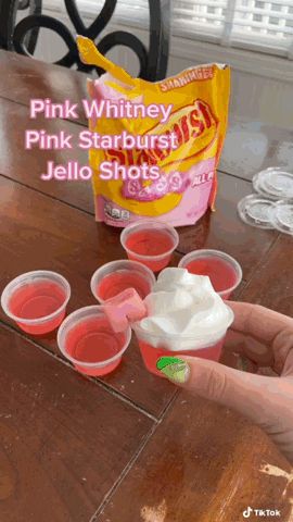 Pink Whitney Jello Shots, Pink Whitney, Pink Starburst, Jello Shot Recipes, Jello Shot, 23rd Birthday, Shot Recipes, Jello Shots, Alcohol Drink Recipes