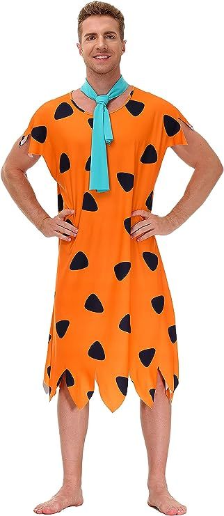 AOBUTE Halloween Adult Couple Costume Men Womens Cosplay Party Outfit Fred Flintstone Costume, Flintstones Halloween Costumes, Flintstone Costume, Last Minute Couples Costumes, Flintstones Costume, White Halloween Costumes, Fred Flintstone, Womens Cosplay, Couple Costume