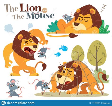 The Lion And The Mouse, Lion Story, Lion And The Mouse, Short Moral Stories, Mouse Illustration, Moral Stories For Kids, Story Drawing, Lion Illustration, Creative Drawing Prompts