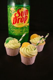 Sun Drop Cupcakes Cherry Lemon Sundrop Cupcakes, Total Solar Eclipse 2024 Party Ideas, Cherry Lemon Sundrop Cake Recipe, Eclipse Cupcakes, Eclipse Picnic, Eclipse Snacks, Sundrop Cake Recipe, Soda Cupcakes, Eclipse Ideas