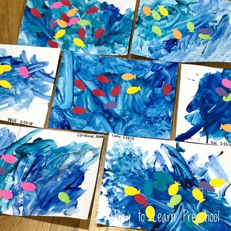 Water Preschool Activities Art Projects, Summer Process Art For Toddlers, Water Projects For Preschool, Preschool Shark Craft, Under The Sea Crafts For Preschoolers, Under The Sea Preschool Activities, Art Work For Kids, Under The Sea Sensory, Ocean Art Projects