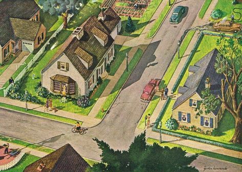 Birds Eye View of Suburbia Et Movie Poster, Roger Wilkerson, Worms Eye View, Perspective Drawing Lessons, Perspective Drawing, Modern Fantasy, Rural Landscape, Fantasy Aesthetic, Bird Drawings