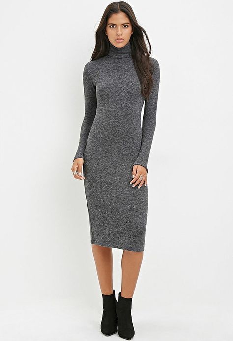 Top 10 Fall Trends and Where You Can Score Them Under $100 Gray Sweater Dress Outfit, Body Con Dress Outfit, Turtleneck Midi Dress, Midi Sweater Dress, Bodycon Sweater, Sweater Dress Outfit, Bodycon Sweater Dress, Gaun Fashion, Travel Clothes