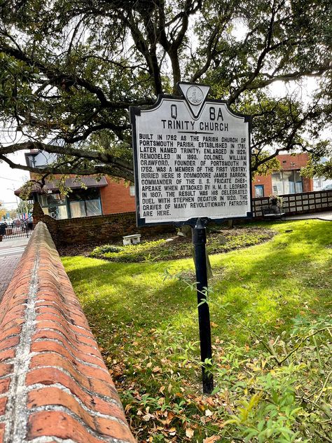 Historic Sign Trinity Church. Portsmouth, Virginia. Portsmouth Virginia, Portsmouth, Historic Buildings, Monument, Virginia, Markers, Favorite Places, Signs