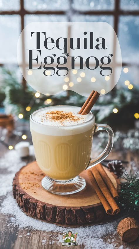 "Indulge in the festive spirit with this Tequila Eggnog Cocktail Recipe! Perfect for holiday gatherings, this easy holiday drink combines creamy eggnog with a smooth tequila twist, creating the ultimate Eggnog Martini. Discover how to make eggnog with this spiked eggnog variation that stands out among the best Christmas cocktails. Elevate your holiday celebrations with this delicious tequila mixed drink that's sure to impress. Cheers to unforgettable Eggnog Drinks!" Eggnog Mix Recipe, Christmas Beverages Alcoholic, Christmas Party Drinks Alcohol, Holiday Drinks For Adults, Christmas Party Drink Ideas, Eggnog Martini Recipe, Fun Christmas Cocktails, Fun Christmas Drinks, Eggnog Cocktail Recipe