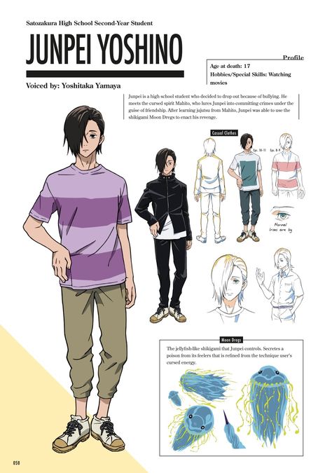 [ #jjk ] Yunpei Yoshino Jujutsu Kaisen Character Sheet Digital Art References, Junpei Yoshino, Creative Digital Art, Symbiote Spiderman, Character Reference Sheet, Character Sheets, Character Model Sheet, Character Profile, Animation Reference