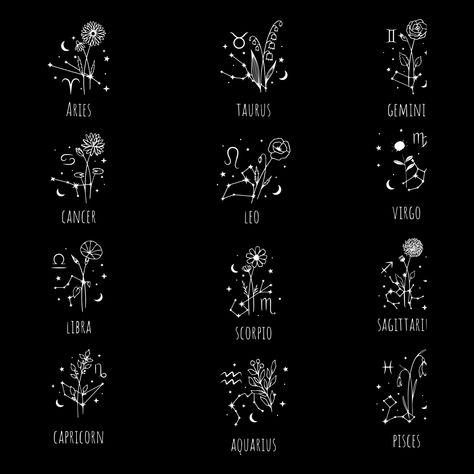 Flower Clipart Png, Zodiac Svg, Svg Flowers, Birth Flower Tattoos, Flowers Svg, Sign Zodiac, Month Flowers, Flower Svg, Birth Month Flowers