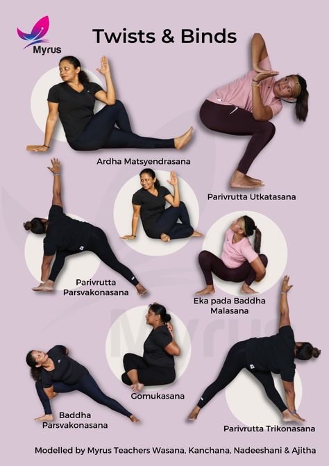 Twisting Yoga Poses Asana, Yoga Binds Poses, Yoga Twists Poses, Twist Yoga Poses, Yoga Binds, Yoga Twists, Twist Yoga, Popular Yoga Poses, Yoga Teacher Resources