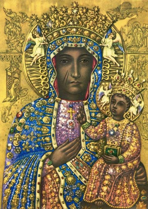 Our Lady Of Czestochowa, Black Madonna, Madonna Art, Black Jesus, Religious Pictures, Divine Mother, Blessed Mother Mary, Child Jesus, The Virgin Mary