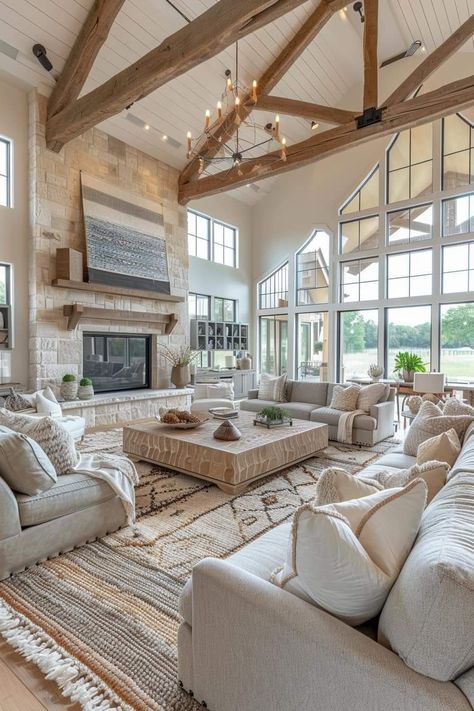 Barn Bedrooms, Barndominium Interior, Rustic Farmhouse Living Room, Barn Interior, Dream Life House, Farmhouse Living Room, Contemporary Farmhouse, Barn Style House, Dream House Interior