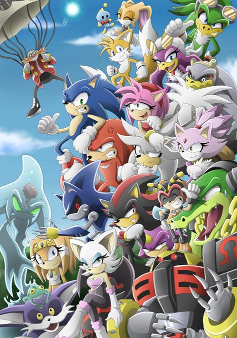 SONIC GANG by: Raito-Sarudoi on deviantART Sonic Heroes, Silver The Hedgehog, Sonic And Amy, Sonic Fan Characters, Sonic Franchise, Blue Hedgehog, Hedgehog Art, Sonic And Shadow, Sonic Boom