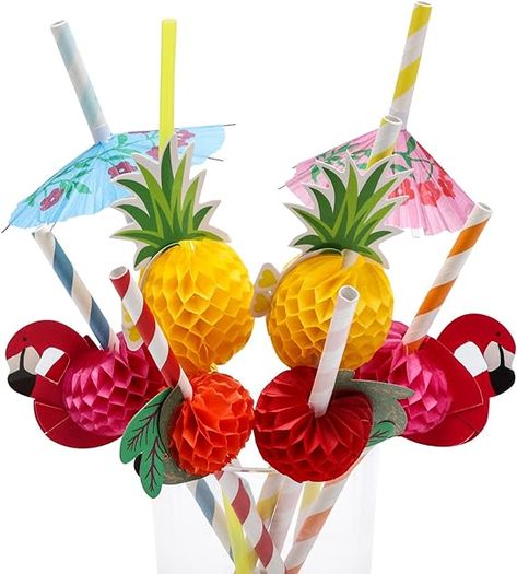 Amazon.com: 100PCS Flamingo Fruit Paper Straws Coffee & Cocktail Stirrers,Disposable Drinking Straws,Tropical Hawaiian Beach Summer Pool Party Decorations - Assorted Colors : Health & Household Summer Pool Party Decorations, Hawaiian Beach Party, Drink Umbrellas, Cocktail Stirrers, Straw Decorations, Luau Party Decorations, Umbrella Decorations, Cocktail Umbrellas, Colorful Drinks