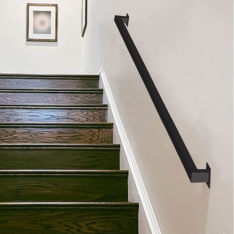 Metal Handrails For Stairs, Industrial Handrail, Banister Rails, Wall Mounted Handrail, Indoor Railing, Metal Stair Railing, Wrought Iron Handrail, Metal Handrails, Stair Banister