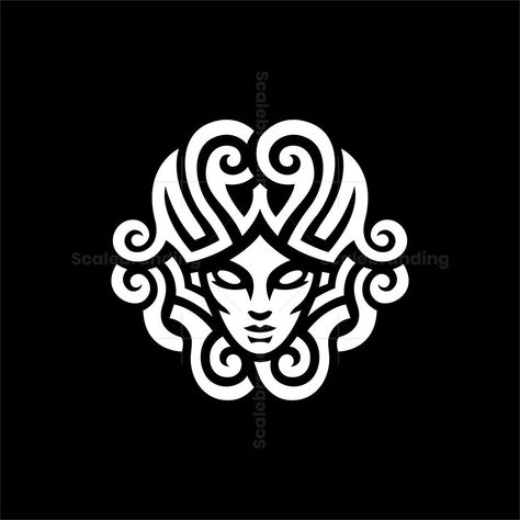 Beauty Medusa Head logo. Modern, simple and unique ready-made trendy Beauty Medusa Head logo. The symbol will look great on corporate identity elements, social media banners, etc. Medusa Symbol, Medusa Design, Goat Logo, Medusa Gorgon, Warrior Logo, Gear Logo, Trademark Design, Crown Logo, Logo Modern