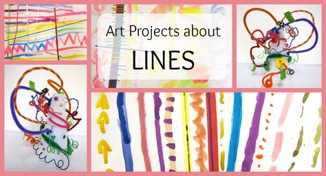 Lines are an excellent starting point for lessons with Kindergarteners. To begin this line unit,... Line Art Projects, Elements Of Art Line, Line Art Lesson, Kindergarten Art Lessons, Kindergarten Art Projects, Principles Of Art, Art Curriculum, Elementary Art Projects, Homeschool Art