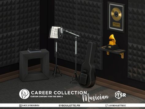 The Sims Resource - Career Collection #2 Musician Soundproof Panels, Music Stand, Studio Equipment, Sims 1, Guitar Case, Music Studio, Music Store, Sims 4 Cc, Recording Studio