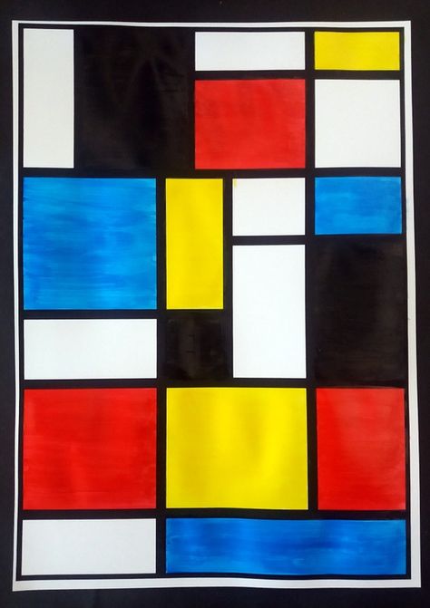 Pour jouer avec les trois couleurs primaires, l'artiste incontournable à exploiter est certainement Piet Mondrian. Cet artiste, né aux Pays... Mondrian Art, My Colors, Barn Quilt Patterns, Abstract Geometric Art, Elementary Art Projects, Piet Mondrian, Abstract Canvas Art, Elementary Art, Childrens Art