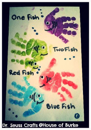 Dr Seuss Crafts, Seuss Crafts, Dr Seuss Week, Red Fish Blue Fish, Footprint Crafts, One Fish Two Fish, Daycare Activities, Fish Crafts, Kids Products