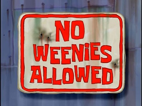 No Weenies Allowed (transcript) - Encyclopedia SpongeBobia - The ... No Weenies Allowed, Dna Artwork, Spongebob Episodes, Funny Flags, Frat Coolers, Spongebob Party, Sandy Cheeks, Funny Af, Spongebob Memes