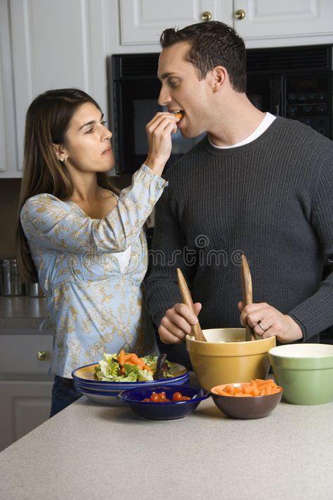 Couple in kitchen. Caucasian woman feeding man at kitchen counter while he makes , #Sponsored, #Caucasian, #woman, #Couple, #kitchen, #counter #ad Quotes Single, Single Parents, Money Games, Flirting Moves, Memes Sarcastic, Dating Pictures, Dating Again, Dating Apps, Funny Dating Quotes