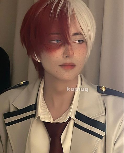 Eri Cosplay Bnha, Todoroki Makeup, Todoroki Hair, Cosplay Todoroki, Todoroki Cosplay, Mha Dr, Mha Cosplay, Halloween Eye Makeup, Halloween Eyes