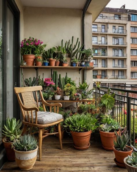 Transform your urban balcony into a cozy oasis with potted cacti and succulents! Embrace nature and relaxation right at home.🌿💚 Share your balcony garden vibes! #GardenBliss . #homeandgarden #betterhomesandgardens #homegardening #homesandgardens #homegarden #gardenhome #gardeningathome #flowers #plants #beautifulflowers Succulent Garden Balcony, Balcony Planter Ideas, Plants Terrace, Urban Balcony, Apartment Balcony Garden, Small Balcony Garden, Aesthetic Apartment, Embrace Nature, Plant Aesthetic