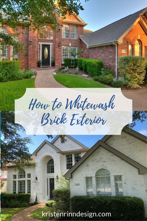 Whitewash Brick Exterior, Whitewash Brick House, White Wash Brick Exterior, Whitewash Brick, Brick House Exterior Makeover, Lime Wash Brick, Painted Brick Exteriors, Painted Brick House, White Wash Brick