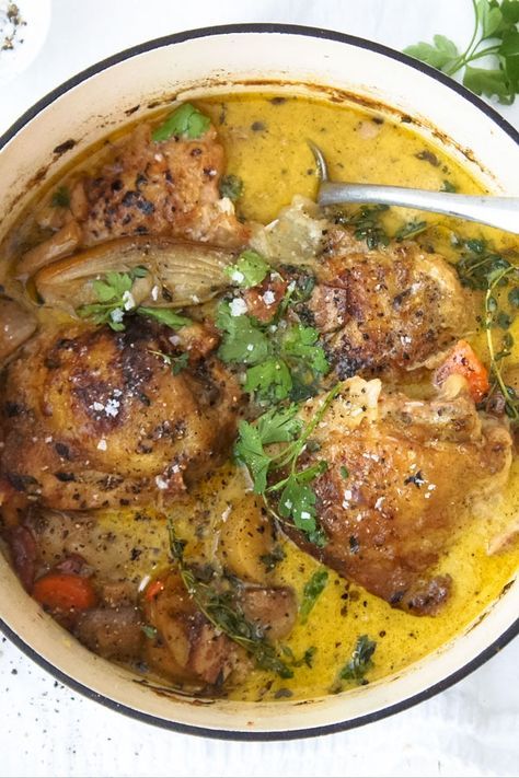 Hate washing up? Us too! Which is why we love this one-pot dish. French Chicken Recipes, Chicken Thights Recipes, French Chicken, One Pot Dishes, French Recipes, French Cooking, Idee Pasto Sano, Chicken Salad Recipes, Food Chicken