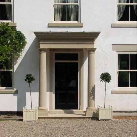 porticos Derbyshire Stone Pillars Porch, Tuscan Column, Porch Pillars, Portico Design, Glass Porch, Porch Canopy, Porch Columns, Door Canopy, Entrance Door Design