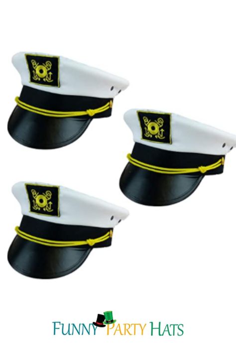 Funny Party Hats Captain Hats Nautical Bachelorette Theme, Sailor Hats, Nautical Bachelorette, Bride Hat, Crazy Hats, Nautical Party, Sailor Hat, Guys And Dolls, Pirate Hats