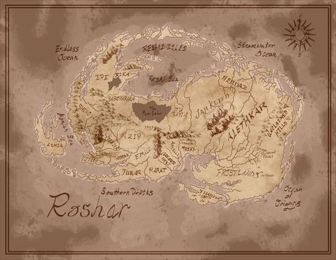 The Stormlight Archive, Brandon Sanderson Stormlight Archive, Movie Room Decor, Stormlight Archive, Fantasy Book Series, Fantasy Maps, Brandon Sanderson, Fantasy Book, Fantasy Map