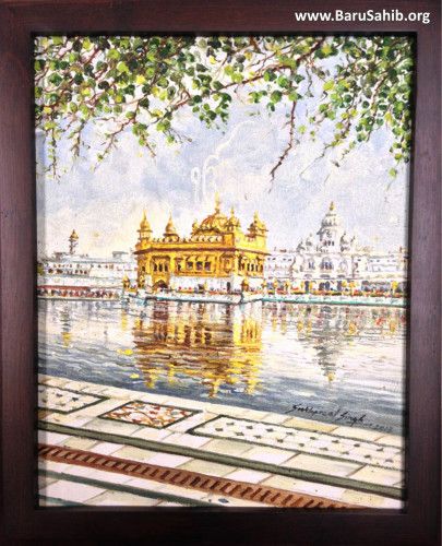 Beautiful Painting of Harmandir Sahib (The Golden Temple) Golden Temple Amritsar Drawing, Golden Temple Amritsar Painting, Harmandir Sahib Drawing, Golden Temple Watercolor Painting, Gurudwara Painting, Golden Temple Drawing, Foto India, Animation Mentor, Pencil Colours