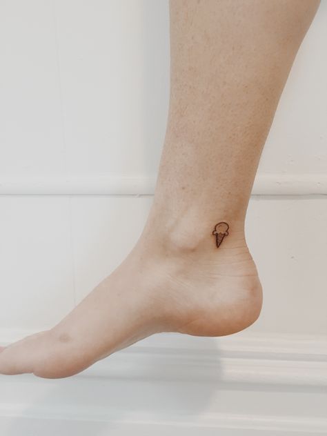 I’ve Cream Tattoo, Tiny Ice Cream Tattoo, Ice Cream Cone Tattoo Tiny, Small Ice Cream Cone Tattoo, Ice Cream Cone Tattoo Simple, Ice Cream Tattoo Ideas, Popsicle Tattoo, Ice Cream Cone Tattoo, Delicate Feminine Tattoos