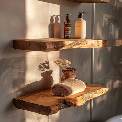 Natural Wood Floating Square Shelf for Bathroom **Each shelf is handcrafted with meticulous attention to detail, offering you a unique piece that combines style and functionality.** Product Overview: - Elevate your bathroom decor with our Natural Wood Floating Square Shelf. Expertly crafted from high-quality natural wood, this shelf combines rustic charm with modern functionality. Its compact, square design is perfect for small spaces, providing an elegant solution for organizing and displaying Wooden Shelf In Bathroom, Bathroom Shelf Behind Toilet, Small Bathroom Decor Wall Shelves, Shelf Above Bathroom Sink, Wooden Shelves Bathroom, Bathroom Natural Wood, Small Bathroom Shelf Ideas, Bathroom Decor Shelves, Balinese Kitchen