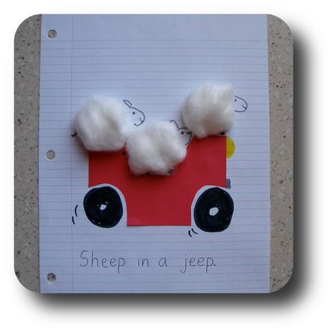 Sheep in a jeep Sheep In A Jeep Activities Preschool, Jeep Crafts, Sheep In A Jeep, Crafts For Kindergarten, Therapy Crafts, Website Design Mobile, Art Gala, Language Development Activities, Preschool Boards