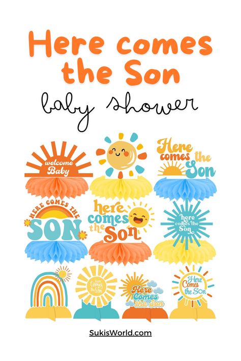 Let's make it super cute with this Here Comes The Son Baby Shower centerpieces Here Comes The Son Centerpieces, Sprinkle Shower, Sunshine Baby Showers, Baby Shower Supplies, Party Table Decorations, Here Comes, Baby Shower Centerpieces, Baby Shower Theme, Party Table