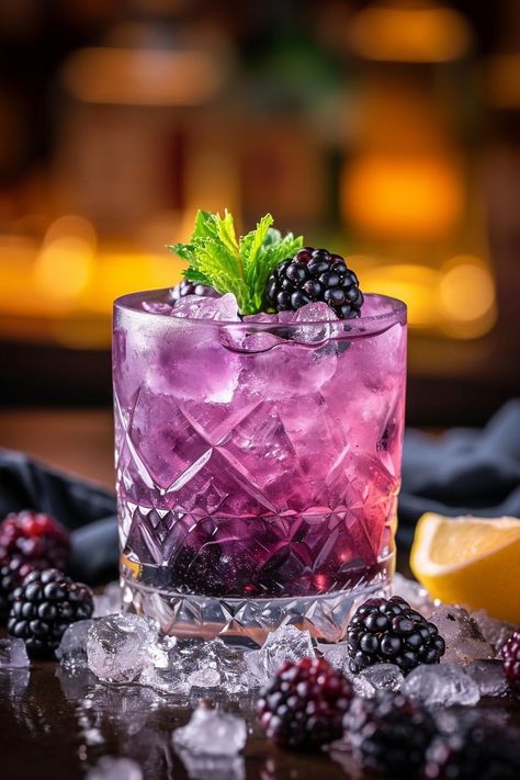 Blackberry Bramble Cocktail, Blackberry Gin Cocktail, Blackberry Drinks Cocktails, Drinks Com Gin, Foto Cocktail, Cocktail Foto, Blackberry Cocktail, Cocktails Photography, Bramble Cocktail