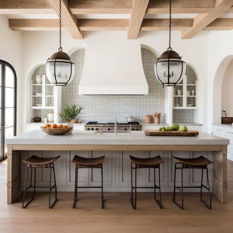 Chic Spanish Style Home, Spanish Farmhouse Kitchen, Spanish Farmhouse Decor, Spanish Villa Kitchen, California Spanish Style Interior, Modern Spanish Style Kitchen, Spanish Modern Kitchen, Modern Spanish Style Homes Interior, Sicilian House